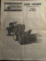 Wheel Horse 6-9112 Snow Blower Operator Owners Manual