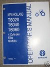 New Holland T6020/T6040/T6060 Tractor Operators Manual