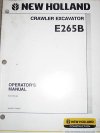 New Holland E265B Crawler Excavator Operators Manual