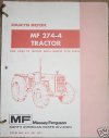 Massey Ferguson 274-4 Tractor Parts Manual-Ser# Prior
